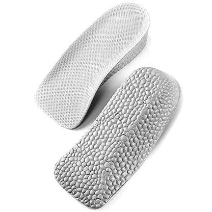Elfzone Height Increase Insoles - 1 Inch - Foot Arch Contour Shoes Lifts for Men Orthopedic Heel Lift Cushion Gel Leg Discrepancy Balancer, Men's Size 10-12, Grey (2 Pcs) (1 Inch)