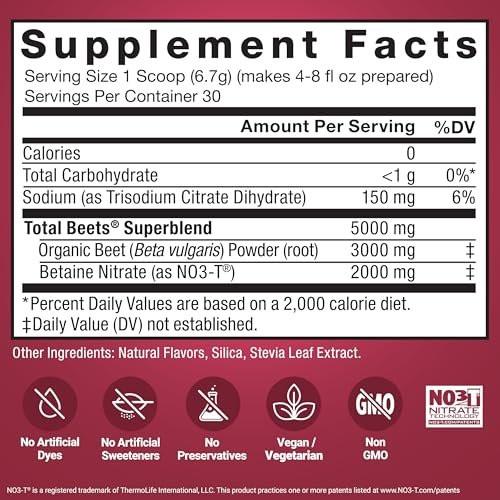 Force Factor Total Beets Delicious Superfood Powder with Nitrates to Support Healthy Blood Pressure, Circulation, Blood Flow, Nitric Oxide, Energy, Stamina & Cardiovascular Heart Health, 30 Servings - görsel 12