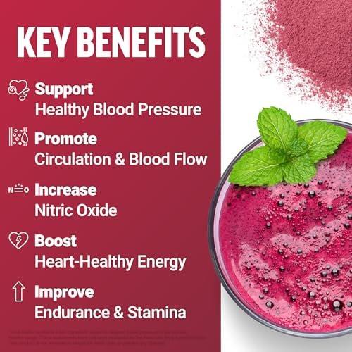 Force Factor Total Beets Delicious Superfood Powder with Nitrates to Support Healthy Blood Pressure, Circulation, Blood Flow, Nitric Oxide, Energy, Stamina & Cardiovascular Heart Health, 30 Servings - görsel 5