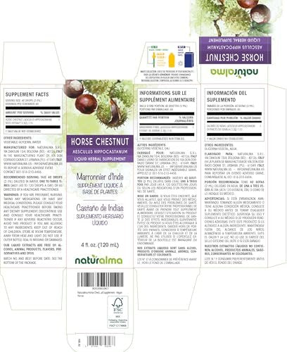 Naturalma Horse Chestnut (Aesculus hippocastanum) Seed Alcohol-Free Tincture - 4 fl oz Liquid Extract in Drops - Herbal Supplement - Vegan - görsel 3