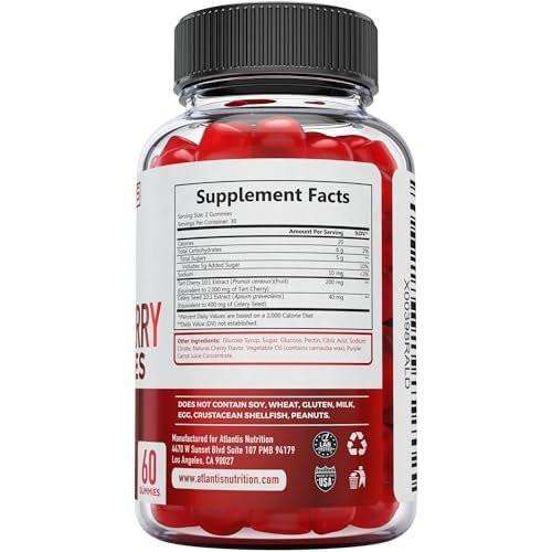 Atlantis Nutrition Tart Cherry Gummies with Celery Seed Extract - Advanced Uric Acid Cleanse for Immediate Relief | Joint Relief & Recovery | Powerful Antioxidant with Joint Support - 60 Gummies - görsel 14