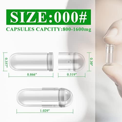 WANANFU Size 000 Empty Capsules Vegetarian (100 Count) Bundle with Micro Lab Spoon, Clear Fillable Veggie Pill Capsules 000 for Making Your Own Supplements - görsel 10