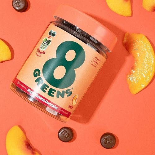8Greens Daily Greens Peach Gummies, 50 Count - görsel 1
