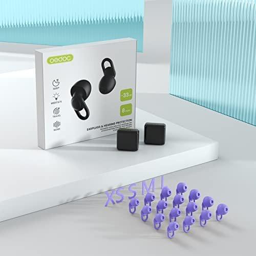 Silicone Ear Plugs for Noise Reduction - Reusable Soft Comfortable Earplugs for Sleeping, Noise Sensitivity & Flights - 16 Ear Tips in XS/S/M/L, with 2 Travel Boxes - 33dB Noise Cancelling (Purple) - görsel 3