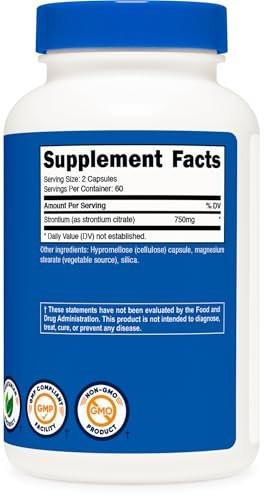Nutricost Strontium Capsules 750mg, 120 Capsules - Vegetarian, Non-GMO, Gluten Free - görsel 1