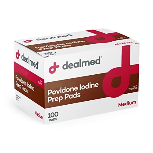 Dealmed Povidone Iodine Prep Pad 10% - Individually Sealed Packets Perfect for Wound Care and Portable First Aid Kits, 100/Box (Pack of 1) - görsel 2