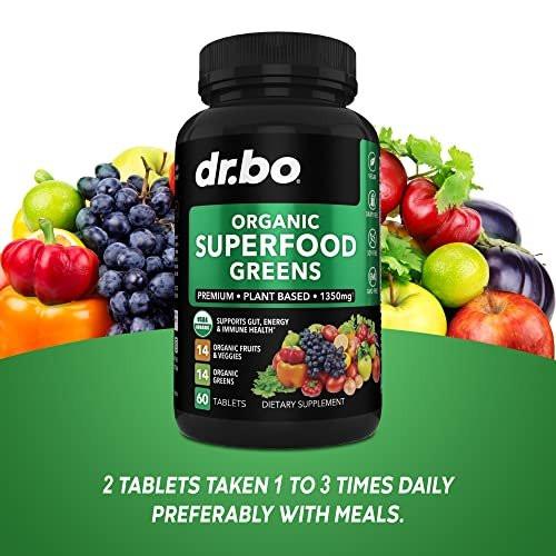 Organic Superfood Greens & Fruit Supplements - Energy Super Food Fruits and Veggies Supplement Tablets - Daily Green Veggie Powder Blend Plus Vegetable Foods Alfalfa, Spinach, Cabbage & Spirulina Tabs - görsel 7