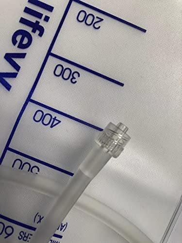 Lifevv 600 ML Urine Drainage Bag, Drainage w/Clear Bag, Nephrostomy Bag, with 24" Silicone Tube, Twist Drain Valve (1 Pack)