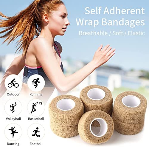 6 Pieces 1 Inch Wide Skin Colour Elastic Self-Adhesive Bandage Finger Tape, Bandage Wrap for Wrist and Ankle, Chair and Table Legs to Reduce Friction and Noise - görsel 1