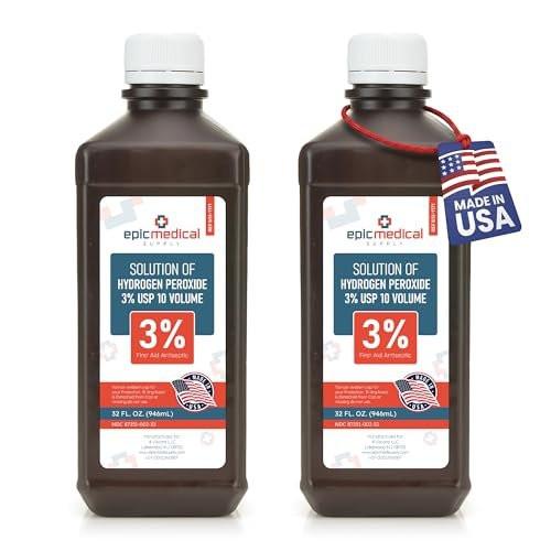 Epic Medical Supply Hydrogen Peroxide 32 oz. First Aid Antiseptic and Multipurpose Cleaner, 3% USP, Topical Wash for Minor Cuts, Scrapes, Insect Bites, and Skin Irritations. (2-Pack) - görsel 1