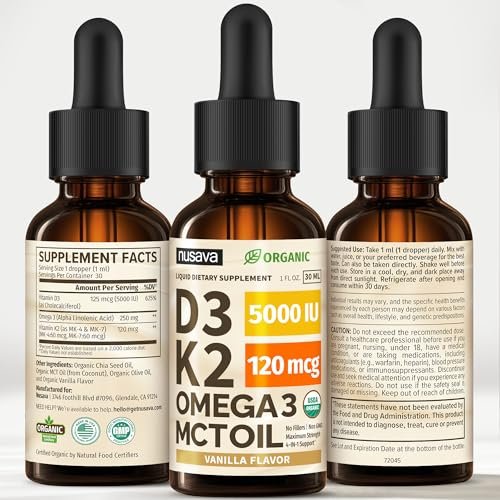 (2 Pack) Organic Vitamin D3 K2 Drops with MCT Oil & Omega 3 - Liquid Vitamin D3 5000 IU - K2 D3 Vitamin Supplement - Vitamin D Drops for Women & Men - No Fillers, Non-GMO, GMP, Vanilla (2 Fl Oz) - görsel 15