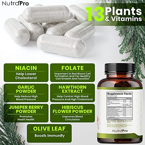 Heart Health Blood Pressure Support Supplement - Support Blood Pressure & Healthy Circularity Naturally with Hawthorn Berry & Hibiscus. Vitamins Pills for Healthy Hypertension (BP) & Healthy Heart. - görsel 1
