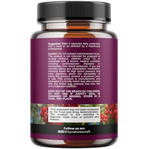High Strength Hawthorn Berry Capsules - Pure Antioxidant Hawthorn Supplement with Leaf & Flower Extract 4:1 for Healthy Heart & Digestion - Energy Support for Men & Women - 120 Count - görsel 3