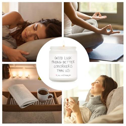 BAUBLEDAZZ Coworker Leaving Gifts for Women - Handmade Lavender Soy Wax Candle (7oz) - Funny Going Away, Goodbye, Farewell Gifts for Coworkers, Boss, Men, Women, Friend - görsel 8