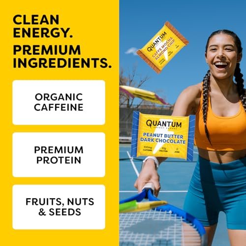 Quantum Energy Square - Peanut Butter Dark Chocolate, Chocolate Chip Cookie Dough, Caffe Mocha Almond Chip - Variety 12-Pack - 4 Bars Each - görsel 16