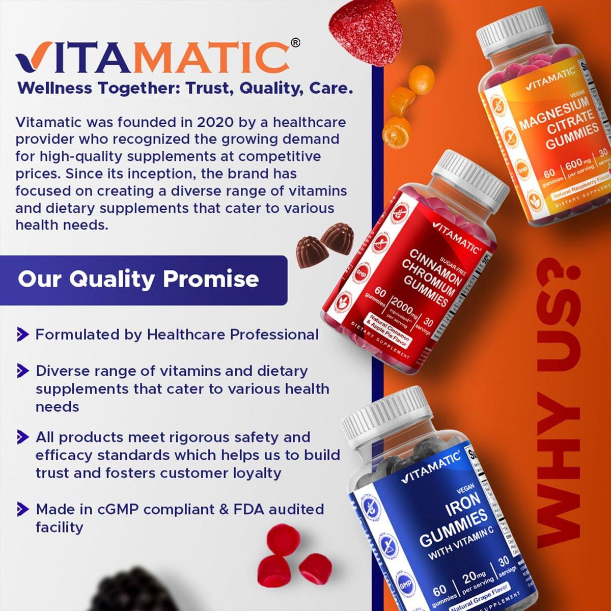 Vitamatic Folic Acid Gummies 1000 mcg (1 mg) – Vitamin B9 (1667 mcg DFE) – Sugar Free – Prenatal & Cellular Health Support – Natural Orange Flavor – Vegan, Non-GMO – 120 Gummies (120 Servings) - görsel 13
