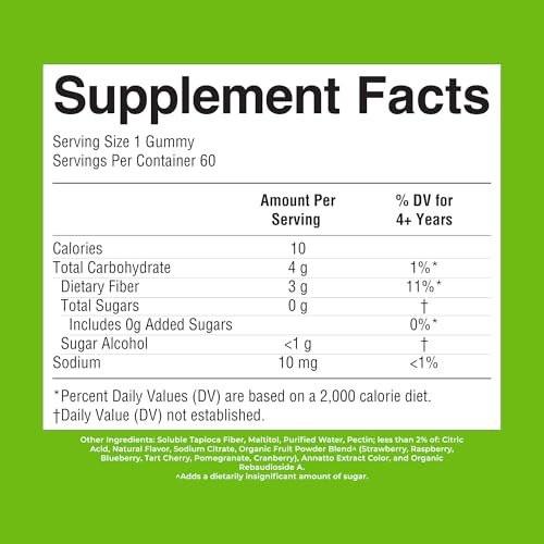 MARYRUTH'S Fiber Gummies for Kids | 2 Month Supply | Sugar Free | Kids Fiber Gummies Ages 4+ | Soluble Fiber Supplement | Gut Health & Digestion Support | 3g Fiber per Gummy | Vegan | 60 Count - görsel 11