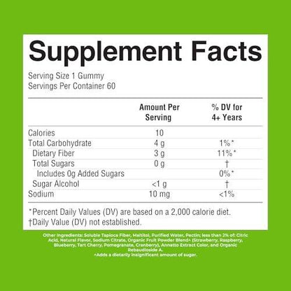 MARYRUTH'S Fiber Gummies for Kids | 2 Month Supply | Sugar Free | Kids Fiber Gummies Ages 4+ | Soluble Fiber Supplement | Gut Health & Digestion Support | 3g Fiber per Gummy | Vegan | 60 Count
