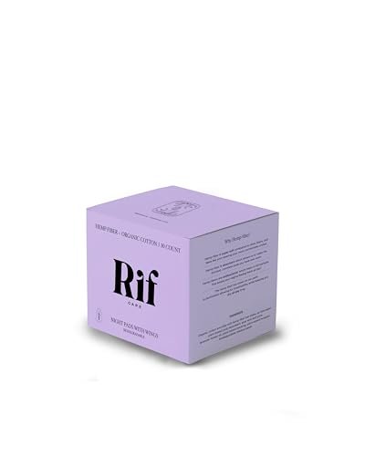 Rif Care Organic Menstrual Pads Feminine Hygiene Hemp Fiber Biodegradable with Wings, FSA HSA Eligible, Overnight Super Absorbency Pads, 10 Count