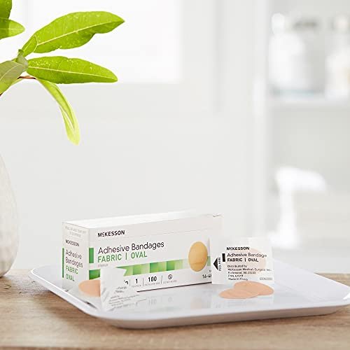 McKesson Adhesive Bandages, Sterile, Fabric Oval, 1 in x 1 1/4 in, 100 Count, 1 Pack - görsel 3