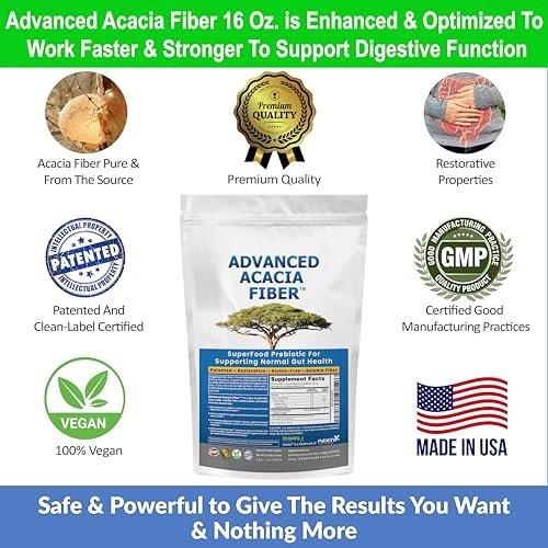 Advanced Acacia Fiber Powder 16oz Organic Soluble Fiber Leaky Gut Repair Powder. Natural Supplement for Gut Health, Regularity, Digestive Rejuvenation - görsel 5