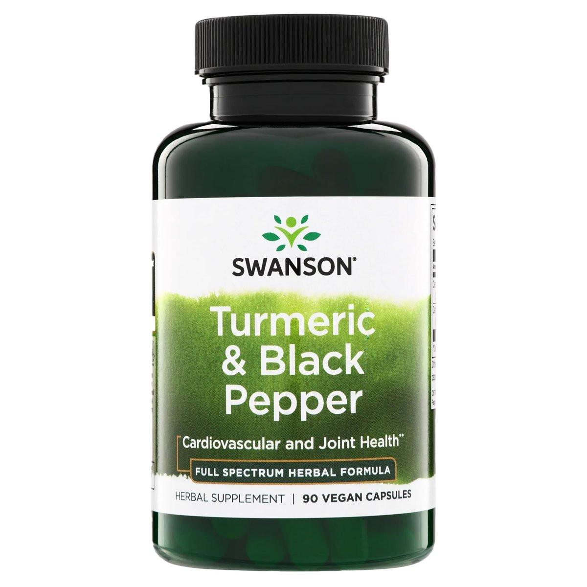 Swanson Premium Turmeric & Black Pepper Antioxidant Supplement for Active Adults Seeking Joint, Digestion, and Circulation Support - Non-GMO, Organic (90 Vegan Capsules) - görsel 1