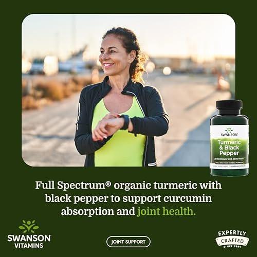 Swanson Premium Turmeric & Black Pepper Antioxidant Supplement for Active Adults Seeking Joint, Digestion, and Circulation Support - Non-GMO, Organic (90 Vegan Capsules) - görsel 4