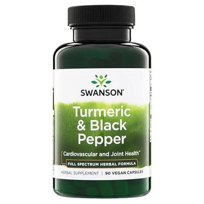 Swanson Premium Turmeric & Black Pepper Antioxidant Supplement for Active Adults Seeking Joint, Digestion, and Circulation Support - Non-GMO, Organic (90 Vegan Capsules)