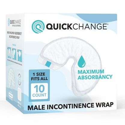 QuickChange Men's Incontinence Wrap, Maximum Absorbency Folding Pad Designed for Men with Reduced Mobility. Fits Inside Diapers or Briefs. (10 Count Trial Pack)