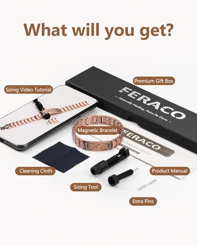 Feraco Copper Bracelet for Men - Magnetic – Lightweight and Comfortable: Weighs only 0.11 pounds, making it easy – Image 5