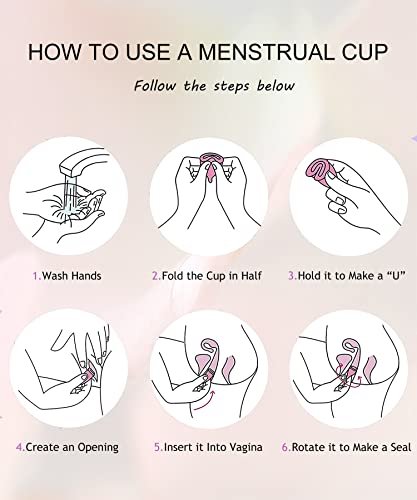 Ginalaia Menstrual Cups with Collapsible Storage Cup, Leak-Proof Design with Medical Grade Silicone Period Cups Reusable, Tampon and Pad Alternative, for Light Flow and Heavy Flow Large+Small - görsel 7
