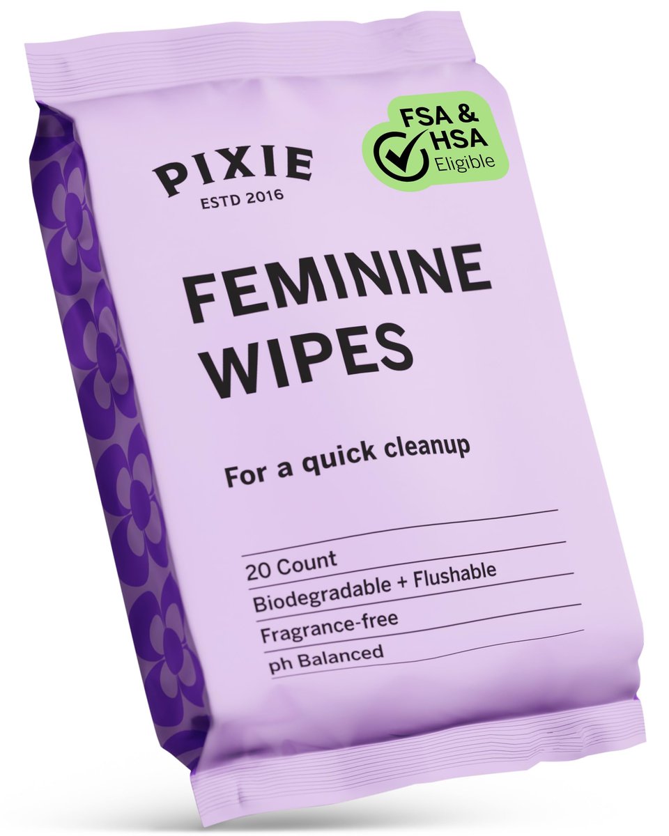Pixie Feminine Wipes - On The Go Public Bathroom Wipes for Feminine Care - Safe On Period Cups & Menstrual Discs - Biodegradable, Flushable, pH Balanced & Unscented Menstrual Cup Wipes (20 Count) - görsel 15