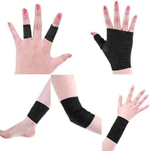 24 Pack Self Adherent Cohesive Bandage Wrap, 2” x 5 Yards Elastic Grip Tape Black Vet Wrap for Dogs, Athletic Bandages Wrap for First Aid Medical, Sports, Ankle, Wrist Sprains - görsel 10