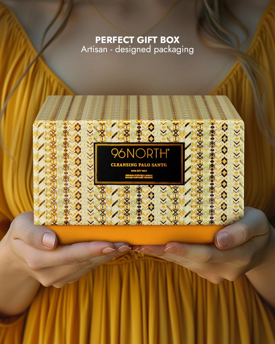96NORTH Luxury Palo Santo Candle | Large 3 Wick Jar Candle | Up to 50 Hours Burning Time | 100% Natural Soy Wax | Relaxing Aromatherapy Aesthetic Candles | Housewarming Gift for Men and Women - görsel 1