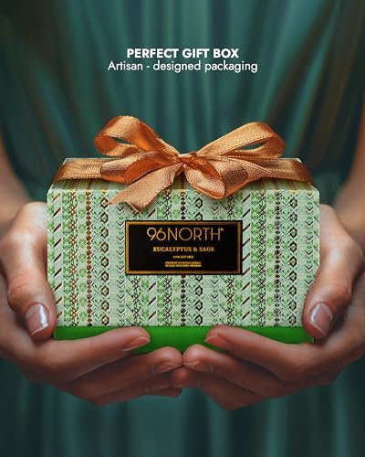 96NORTH Luxury Eucalyptus & Sage Soy Candle | Large 3 Wick Jar Candle | Up to 50 Hours Burning Time | 100% Natural Soy Wax | Housewarming Gift for Men and Women - görsel 12