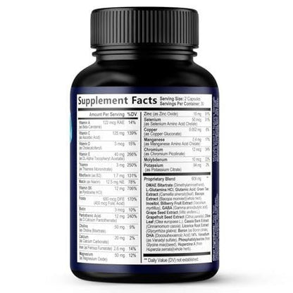Brain Memory Supplement Pills - 3X Strength Nootropics for Concentration, Clarity & Focus Support - Brain Health Cognitive Vitamins with Bacopa, Phosphatidylserine & DMAE, Brain Booster - 120 Capsules