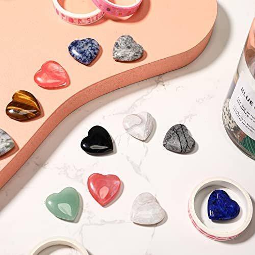 Nuenen 40 Pcs 0.8 Inch Heart Shaped Crystal Worry Stone Bulk Heart Rock Tiny Trinkets Healing Crystal Gemstone Employee Appreciation Gifts Palm Pocket Love Carved Rock for Mom Women Meditation - görsel 11