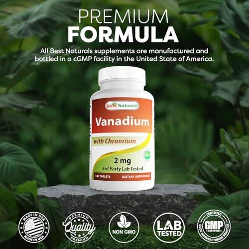 Best Naturals Vanadium 2 mg with Chromium Polynicotinate 200 mcg 180 Tablets - görsel 1