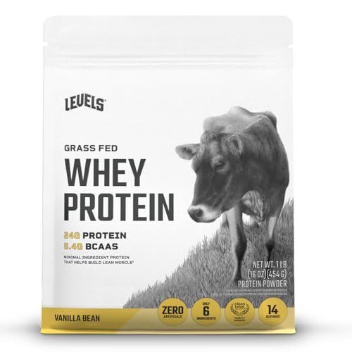 Levels Grass Fed Whey Protein Powder, No Artificials, 24G of Protein, Vanilla Bean, 1LB - görsel 1