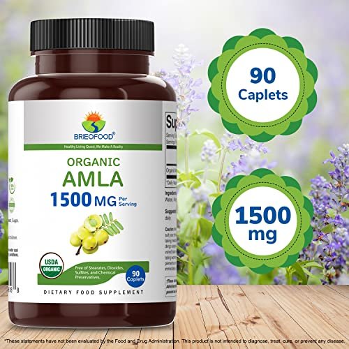 Brieofood Organic Amla 1500mg, 45 Servings, Vegetarian, Gluten Free, 90 Vegetarian Tablets - görsel 7