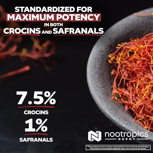 Nootropics Depot High Potency Saffron Extract Capsules | 30mg | Minimum 7.5% Crocins and 1% Safranals | Crocus sativus | 60 ct - görsel 9