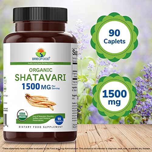 Brieofood Organic Shatavari 1500mg, 45 Servings, Vegetarian, Gluten Free, 90 Vegetarian Tablets - görsel 6