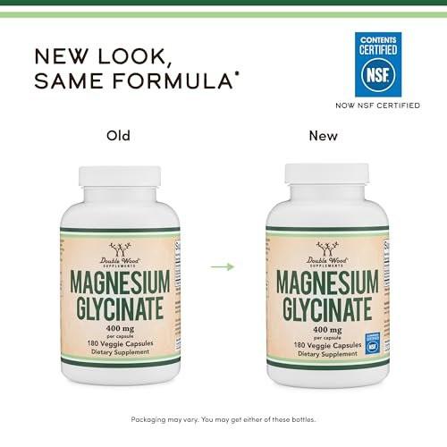 Magnesium Glycinate 400mg | 180 Capsules | Sleep, Muscle, & Heart Support | Vegan, Third Party Tested, Gluten Free, Non-GMO, by Double Wood Supplements - görsel 5
