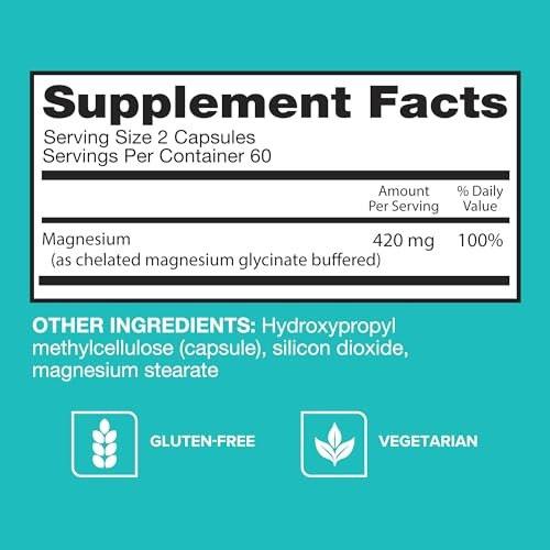Qunol Magnesium Capsules 420mg, High Absorption Magnesium Supplement, Extra Strength, Bone and Muscle Health Supplement, 120 Count - görsel 8