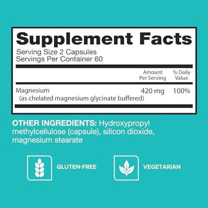 Qunol Magnesium Capsules 420mg, High Absorption Magnesium Supplement, Extra Strength, Bone and Muscle Health Supplement, 120 Count