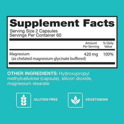 Qunol Magnesium Capsules 420mg, High Absorption Magnesium Supplement, Extra Strength, Bone and Muscle Health Supplement, 120 Count