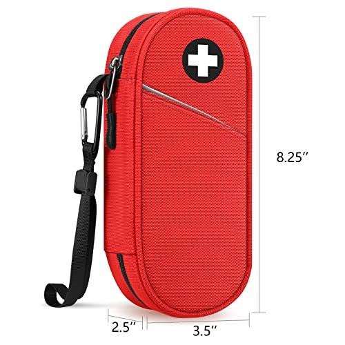 SITHON EpiPen Medical Carrying Case Insulated, Travel Medication Organizer Bag Emergency Medical Pouch Holds 2 EpiPens, Asthma Inhaler, Anti-Histamine, Auvi-Q, Allergy Medicine Essentials, Red - görsel 8