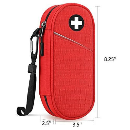 SITHON EpiPen Medical Carrying Case Insulated, Travel Medication Organizer Bag Emergency Medical Pouch Holds 2 EpiPens, Asthma Inhaler, Anti-Histamine, Auvi-Q, Allergy Medicine Essentials, Red