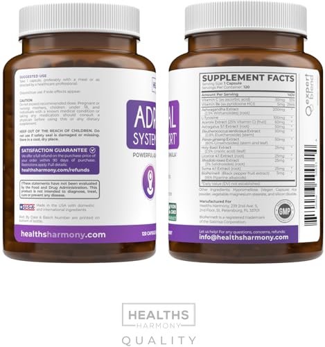 Adrenal Support & Cortisol Manager (Non-GMO) Powerful Adrenal Health with L-Tyrosine & Ashwagandha - Maintain Balanced Cortisol Levels & Stress Relief - Fatigue Supplement - 120 Capsules - görsel 14