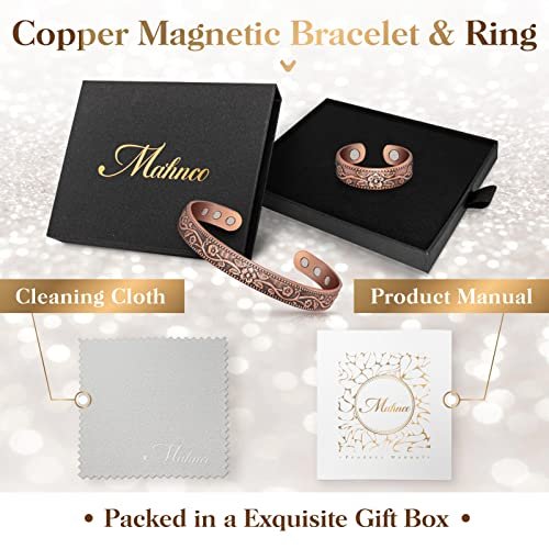 Lymphatic Drainage Ring & Copper Bracelet for Women, Magnetic Lymph Detox Ring and Magnetic Copper Bracelet, 100% Solid Pure Copper Jewelry Gift - görsel 4